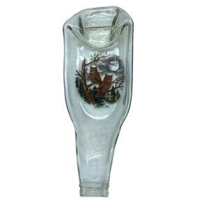 Vtg Spoon Rest Decorative Glass Bottle Screech Owl Design 8.5"x3"